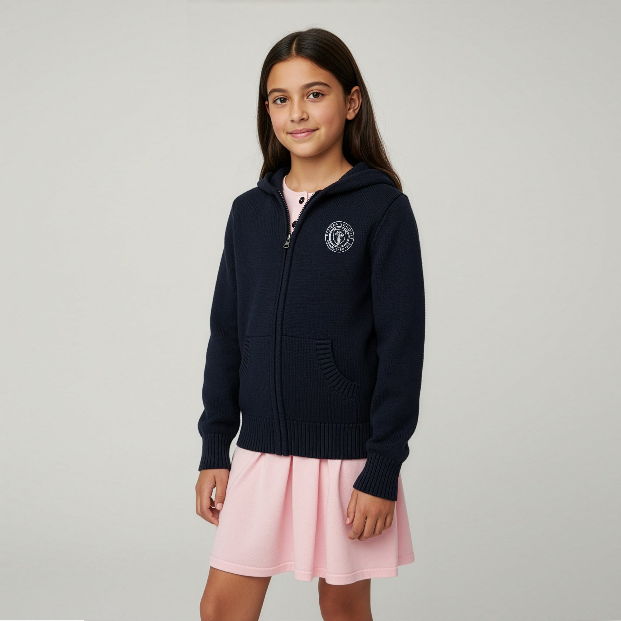 Sweater Jacket with Hoodie - Navy