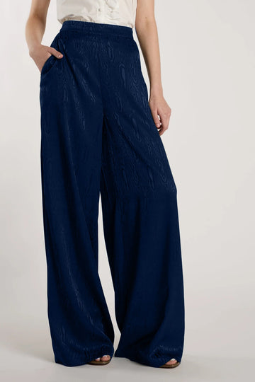 Long Pants with Elastic Waist - Navy